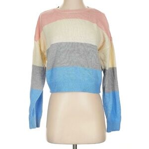 H&M Colorful Striped Sweater size small pink, cream, grey, and blue